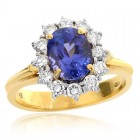 2.82 Carat Blue Tanzanite with Diamond Cocktail Ring 18K Two Tone Gold