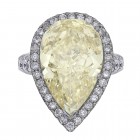14.99 Carat GIA Certified Fancy Yellow Pear Shape Diamond Engagement Ring in Platinum