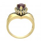 0.70 Carat Simulated Ruby And 0.18 Carat Diamond and in 14K Yellow Gold