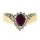 0.70 Carat Simulated Ruby And 0.18 Carat Diamond and in 14K Yellow Gold
