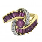 0.90 Carat Carat Ruby and Diamond Accent Vintage Ring 14K Yellow Gold