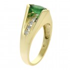 0.75 Carat Emerald and 0.30 Carat Diamond Vintage 14K Yellow Gold Ring