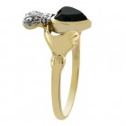 9K Two Tone Gold Vintage Irish Claddagh Ring with Onyx