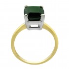 4.20 Carat Green Tourmaline Solitaire Ring in 18K Yellow Gold/Platinum