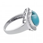 Heart Shaped Turquoise and 0.30 Carat Diamond Ring 14K White Gold