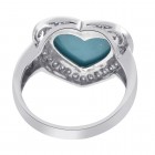 Heart Shaped Turquoise and 0.30 Carat Diamond Ring 14K White Gold