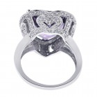 5.00 Carat Amethyst and 0.75 Carat Diamond Heart Shaped Ring 14K White Gold