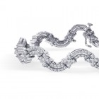 4.25 Carat Round Brilliant Diamond Cluster Wave Link Tennis Bracelet 14K White Gold 