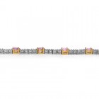 4.75 Carat Pear Shape Pink Sapphire & Round Diamond Tennis Bracelet 18K Two Tone Gold