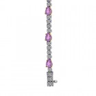 4.75 Carat Pear Shape Pink Sapphire & Round Diamond Tennis Bracelet 18K Two Tone Gold