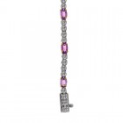 4.75 Carat Oval Shape Pink Sapphire & Round Diamond Tennis Bracelet 18K Two Tone Gold