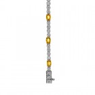 4.75 Carat Oval Shape Yellow Sapphire & Round Diamond Tennis Bracelet 18K Two Tone Gold