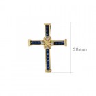 1.00 Carat Sapphire & 0.05 Carat Diamond Cross Pendant 14K Yellow Gold
