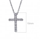 0.18 Carat Round Cut Diamonds Cross Necklace 14K White Gold