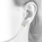 1.50 Carat Round & Baguette Cut Diamond Huggy Earrings 10K Two Tone Gold