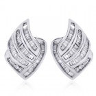 1.75 Carat Channel Set Baguette Cut Diamond Huggy Earrings 14K White Gold