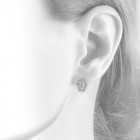 0.75 Carat Round Cut Diamond Cluster Huggy Earrings 14K White Gold