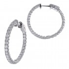 2.50 Carat Round Cut Diamond Inside/Outside Hoop Earrings 14K White Gold 