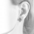 1.00 Carat Round Brilliant Cut Diamond Cluster Halo Earrings 14K White Gold