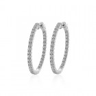3.25 Carat Round Cut Diamond Inside/Outside Hoop Earrings 14K White Gold 