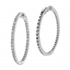 3.25 Carat Round Cut Diamond Inside/Outside Hoop Earrings 14K White Gold 