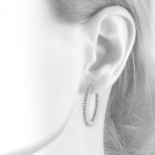 3.00 Carat Round Cut Diamond Inside/Outside Hoop Earrings 14K White Gold
