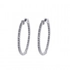 1.75 Carat Round Cut Diamond Inside/Outside Hoop Earrings 14K White Gold