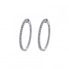 2.00 Carat Round Cut Diamond Inside/Outside Hoop Earrings 14K White Gold