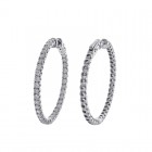 3.00 Carat Round Diamond Inside/Outside Hoop Earrings 14K White Gold