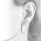 1.00 Carat Round Cut Diamond Hoop Earrings 14K White Gold