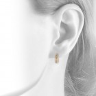 10K Yellow Gold Huggie Half Hoop with Diamonds Accent Vintage Earrings 