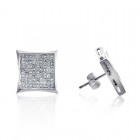 0.55 Carat Invisible Set Princess Cut Diamond Earrings 14K White Gold