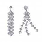 2.85 Carat Diamond Triple Strand Dangle Earrings 14K White Gold 48mm Long