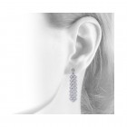 2.85 Carat Diamond Triple Strand Dangle Earrings 14K White Gold 48mm Long