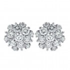 2.35 Carat Round Cut Diamond Cluster Stud Earrings 14K White Gold