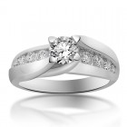1.00 Carat H-VS2 Natural Round Cut Diamond Engagement Ring 18K White Gold