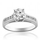 1.05 Carat H-VS2 Round Brilliant Cut Diamond Engagement Ring 14K White Gold