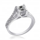 1.35 Carat H-VS2 Asscher Cut Diamond Engagement Ring 14K White Gold 