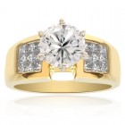 2.45 Carat H-VS2 Natural Round Cut Diamond Engagement Ring 18K Yellow Gold