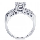 0.45 Carat Round Cut Diamond Antique Style Engagement Ring 14K White Gold