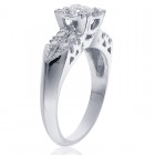 0.45 Carat Round Cut Diamond Antique Style Engagement Ring 14K White Gold