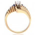 0.50 Carat Marquise Cut Diamond & Sapphire Engagement Ring 14K Yellow Gold
