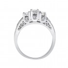 0.45 Carat Diamond Three Stones Engagement Ring 14K White Gold