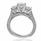 2.62 Carat F-SI1 Natural Round Diamond Pave Set Engagement Ring 14K White Gold