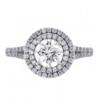1.50ct Round Cut Diamond Engagement Ring Double Halo Split Shank Platinum