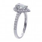 1.36 Carat Pear Shape Diamond Halo Engagement Ring 14K White Gold 