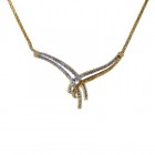 0.65 Carat Round Cut Diamond Bow Necklace 14K Yellow Gold