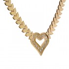 1.00 Carat Pavé Round Cut Diamond Heart Shape Necklace 14K Yellow Gold