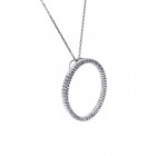 0.95 Carat Round Diamond Circle of Love Pendant on Rolo Link Chain 14K White Gold
