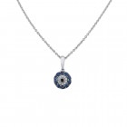 0.40 CTTW Diamond Sapphire Black Diamond Evil Eye Necklace 14K White Gold Italy